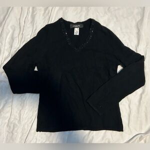 Jones New York Cashmere V-Neck Black Sweater - S